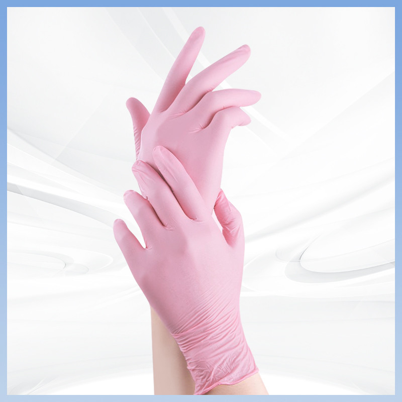 Sarung tangan nitril harga 9 inci Pink sekali pakai sarung tangan nitril bubuk gratis Untuk penggunaan tunggal 100pcs / kotak
