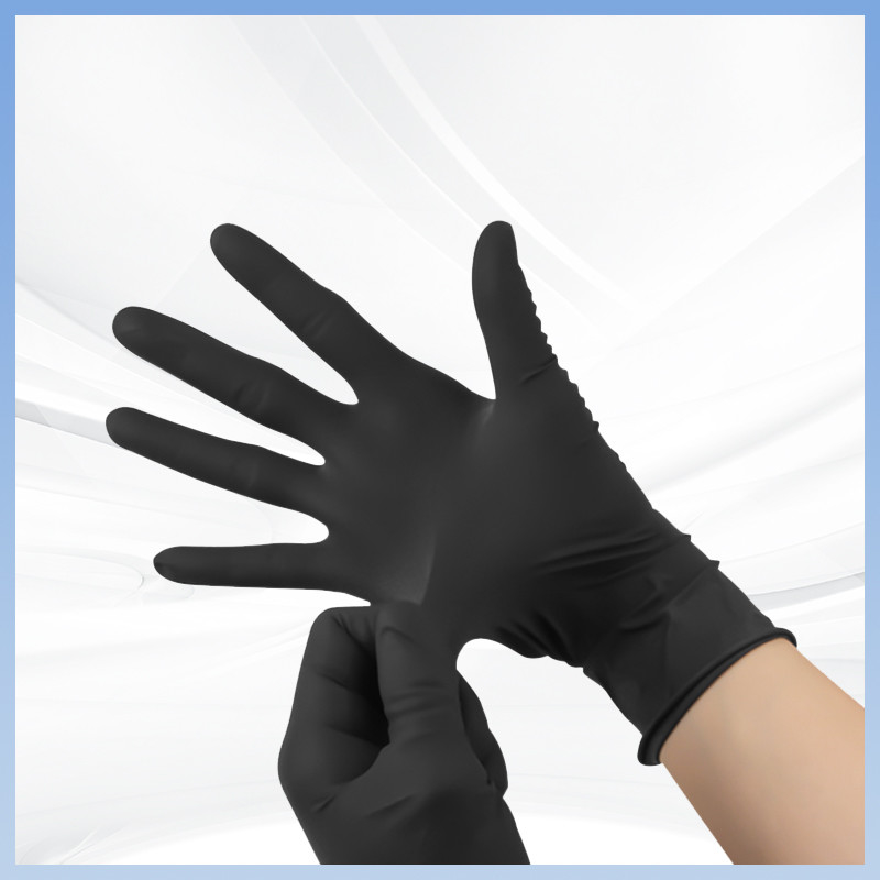 Jari Hitam Anti slip Gloves tangan lateks alami Tato bordir Pengolahan makanan Gloves nitril aman