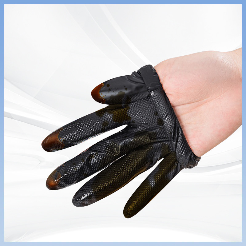 Gloves Nitrile Sepotong Hitam Berlian Pola Heavy Duty tahan lama Bebas Lateks Bebas Nitril